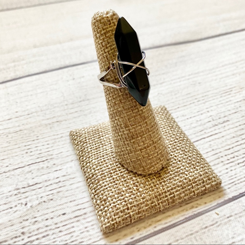 Healing Black Onyx Hexagon Ring